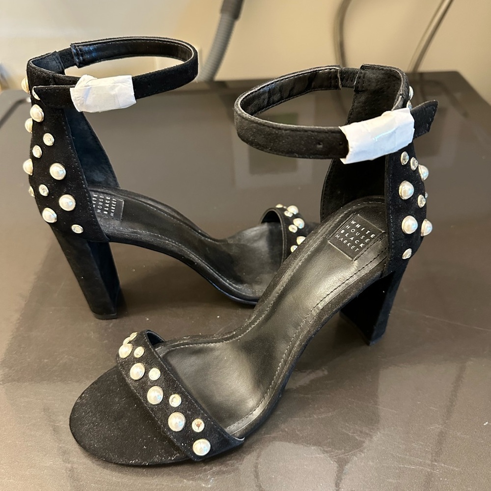 WHBM pearl/suede sandals size 8.5